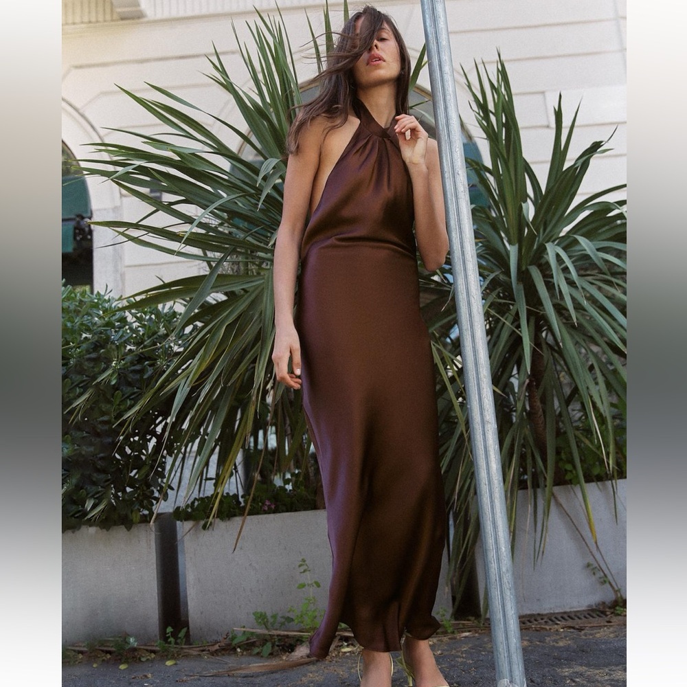ZARA OPEN BACK SATIN DRESS